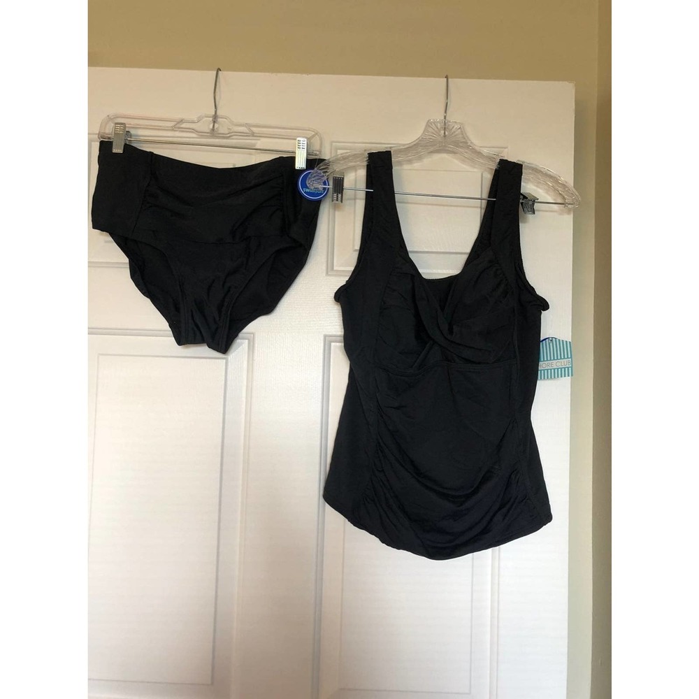SWIMSUITSFORALL Black Tankini Swimsuit 16/18 NWT
